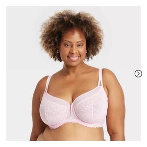 Auden Pink unlined balconette Coverage Bra with Lace 44DD